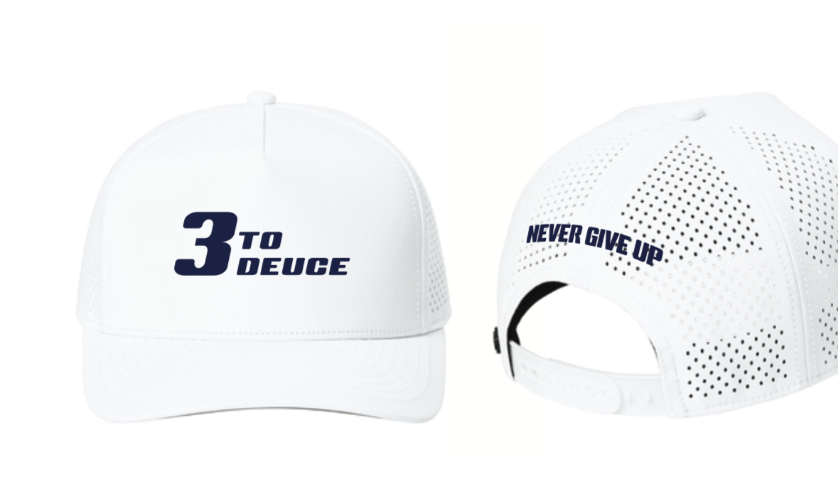 3 to Deuce white hat — front and back
